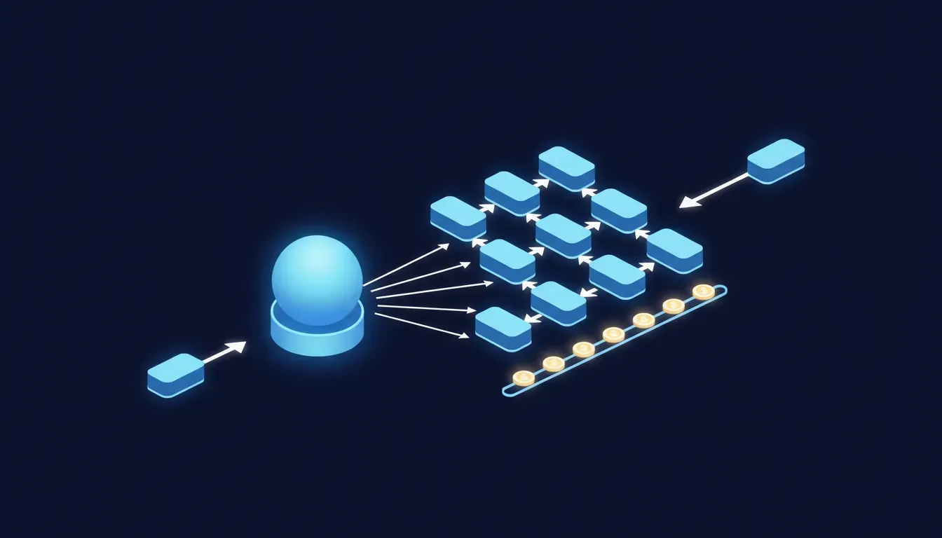 Where the money actually goes in an agentic workflow: one user request fans out into many model calls — retrieval, reasoning, checking, correcting — before a single usable answer comes back. A rate change does not hit your bill once. It hits it once per call in the chain.