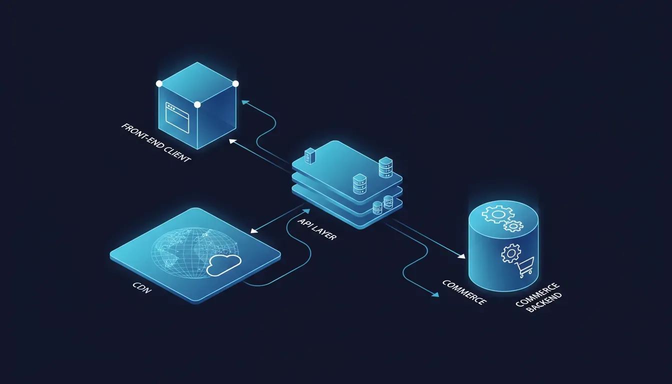 A decoupled front end talking to a commerce API.